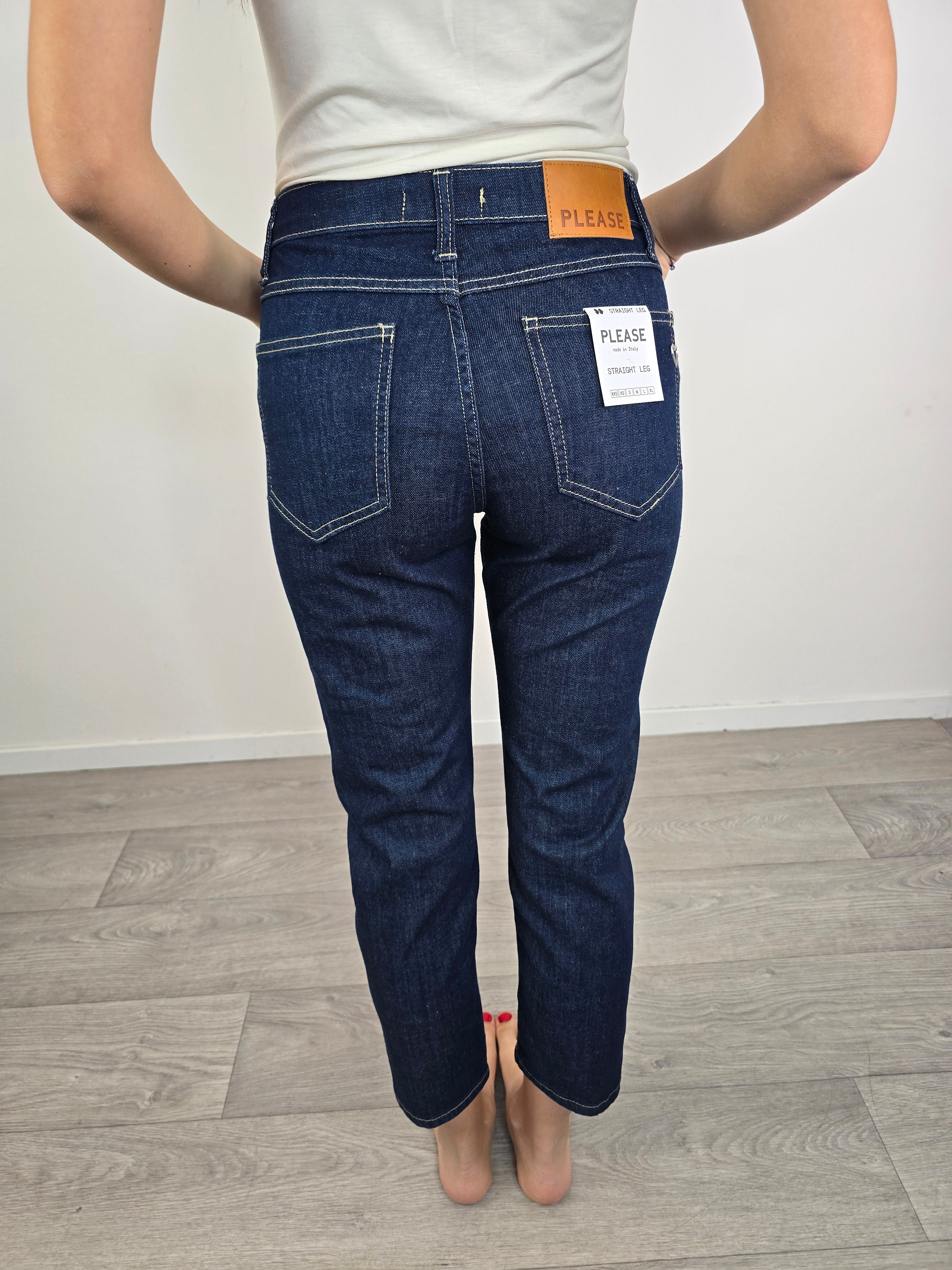 PLease jeans blu scuro gamba dritta donna