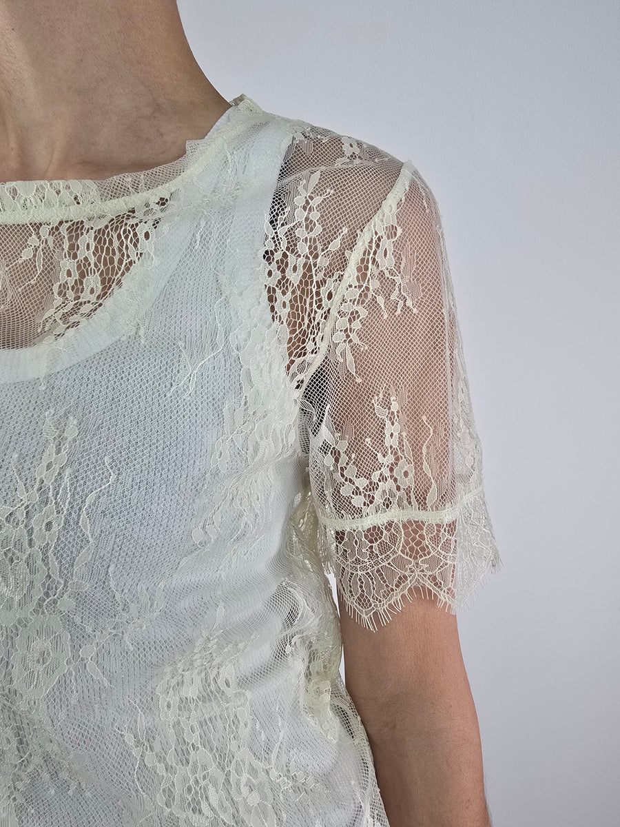 please blusa in pizzo panna