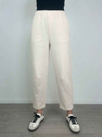 Please - Pantalone baggy in viscosa con elastico - Crema