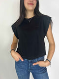 Please - T-shirt manica a cucchiaio - Nero