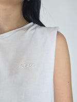 Please - T-shirt smanicata girocollo - Bianco