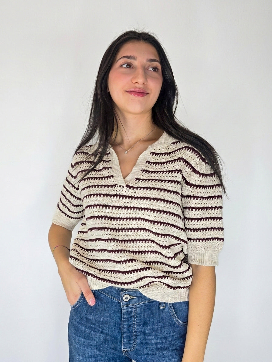 polo a righe bordeaux kikisix