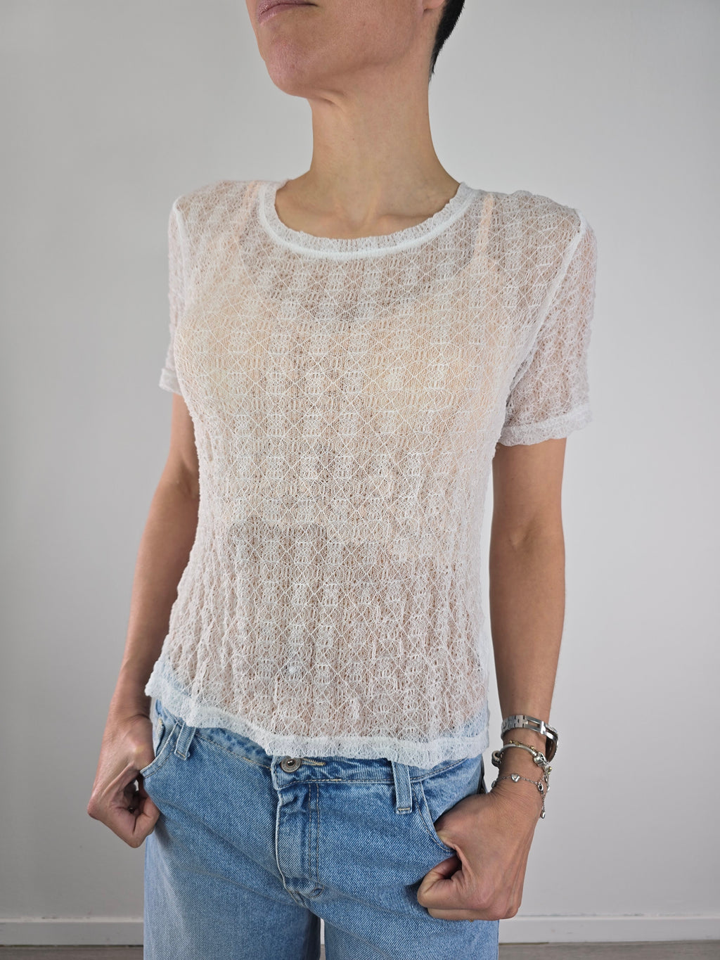 You Decide - T-shirt in pizzo - Bianco