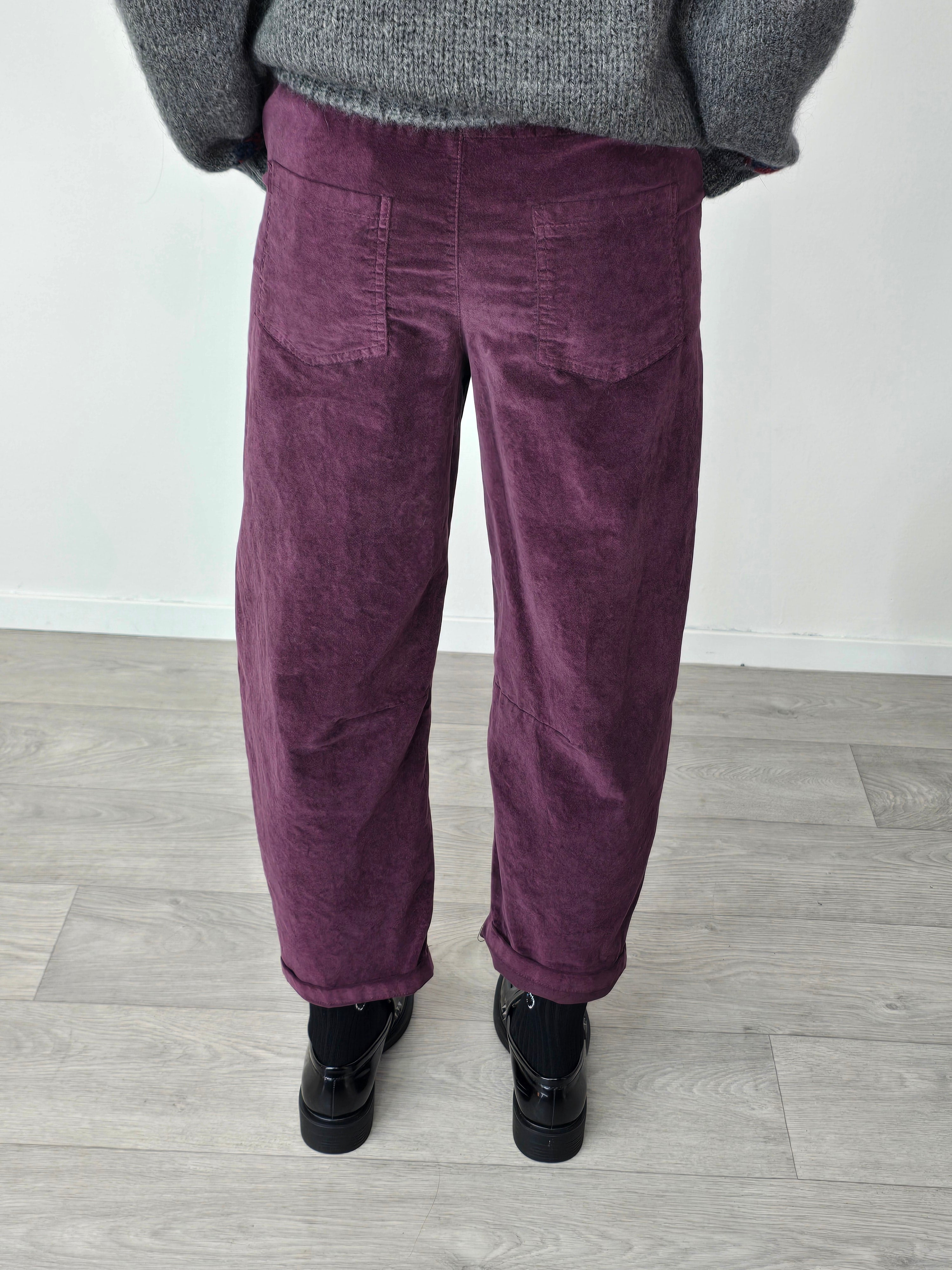Pantalone in velluto Prugna - Kontatto