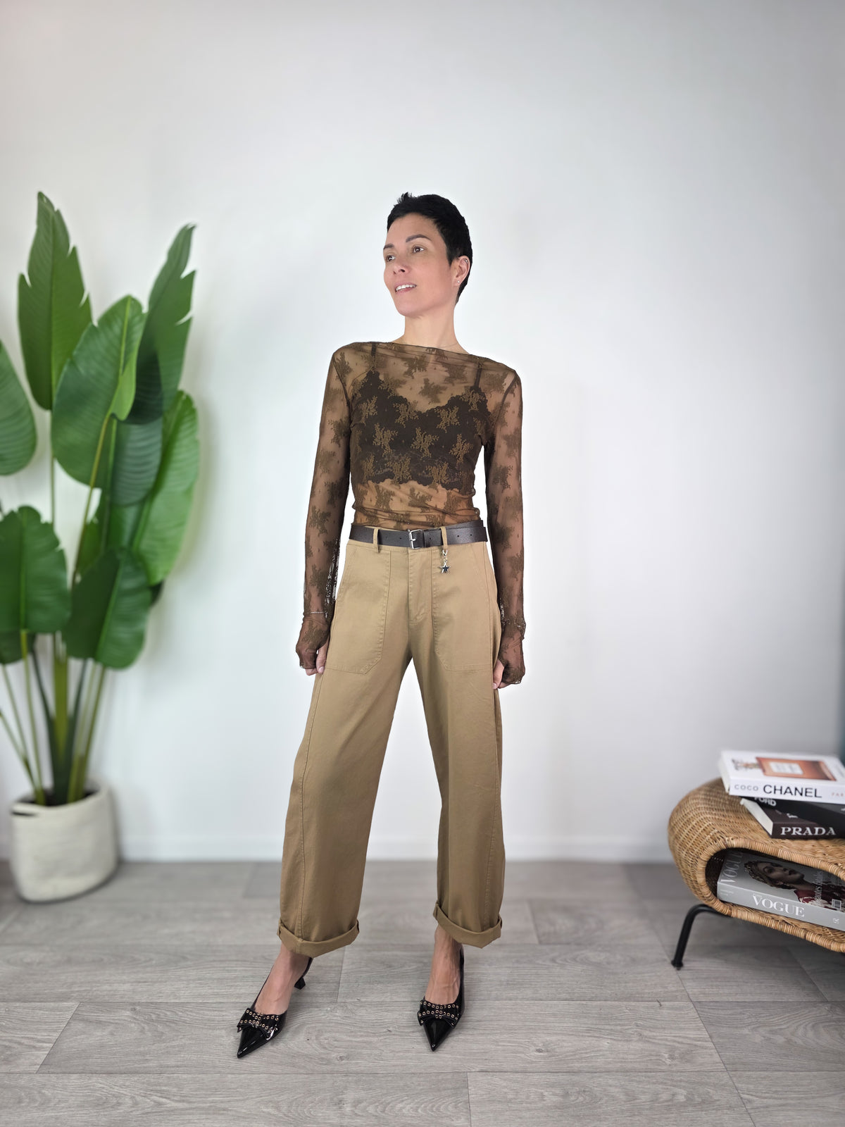 Susy Mix - T-shirt in pizzo manica lunga - Moro