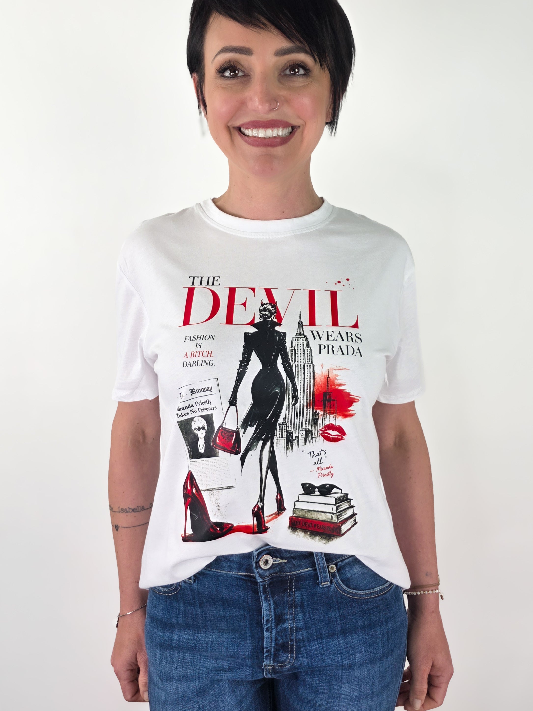 Kikisix - T-shirt "The Devil wears Prada" - Bianco