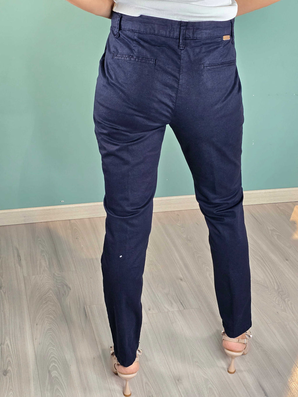 Pantalone Rio Squad navy blue cotton blend cigarette fit trousers back view
