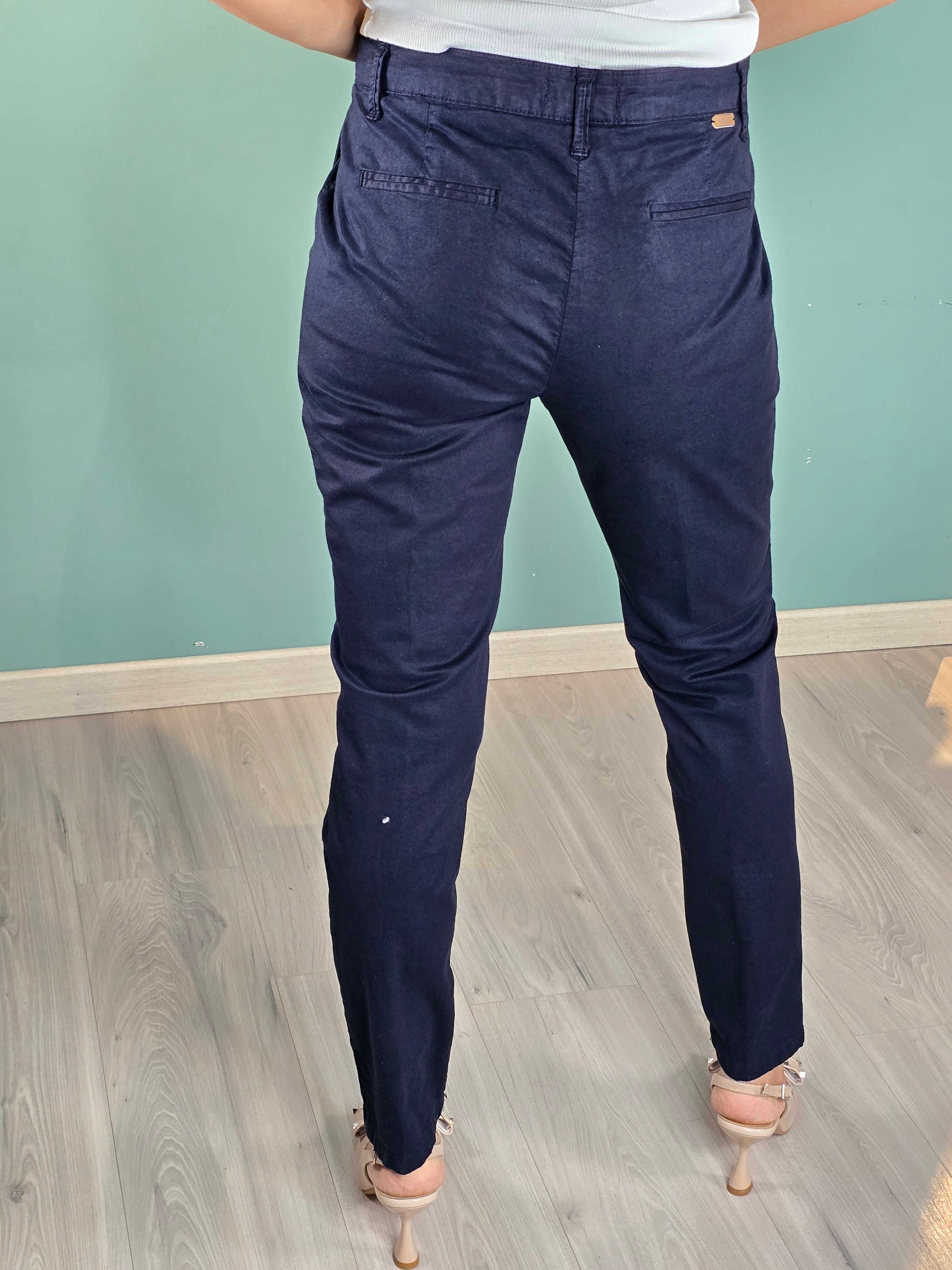 Pantalone Rio Squad navy blue cotton blend cigarette fit trousers back view