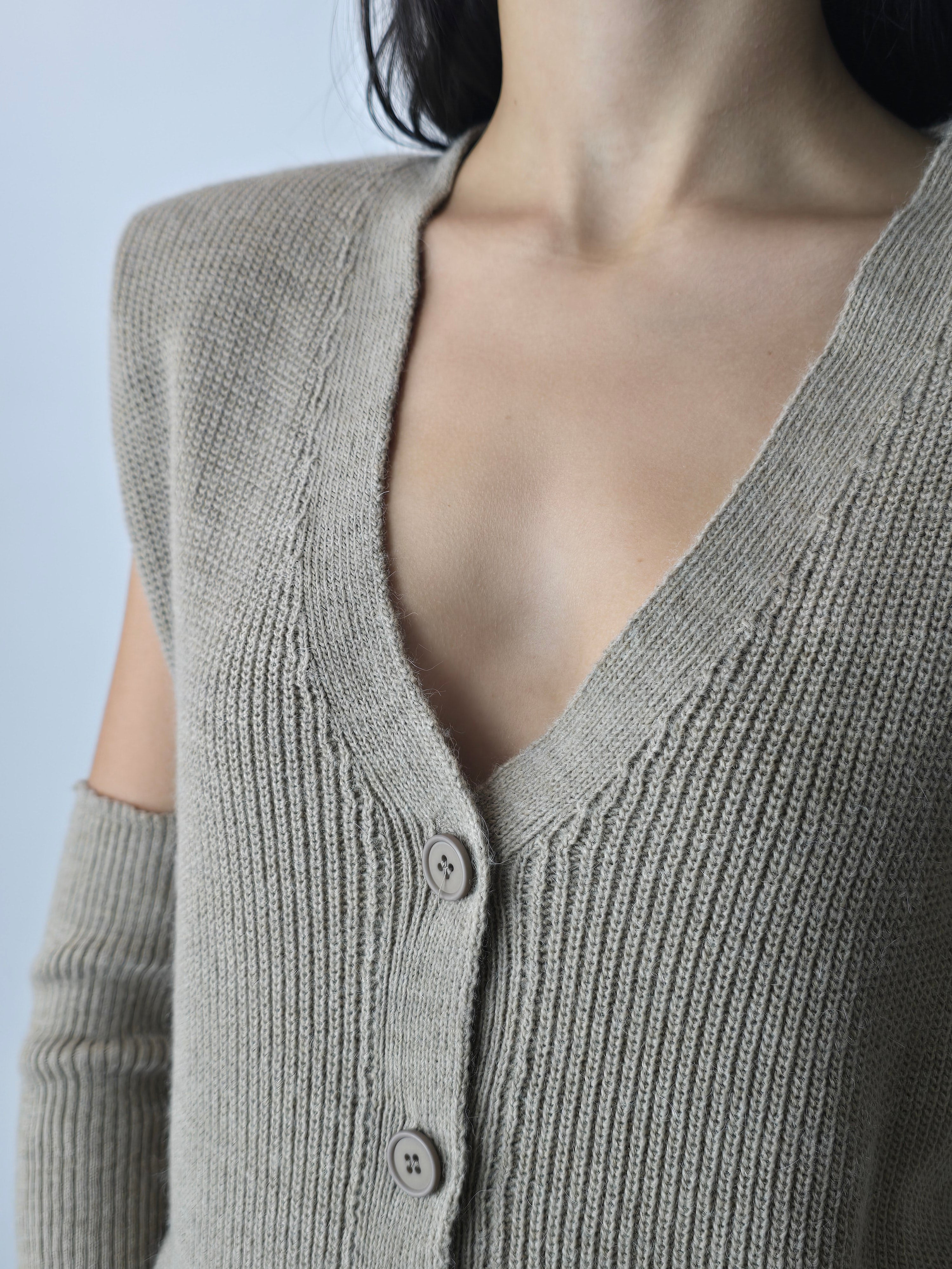 Gilet con manicotti beige - Haveone