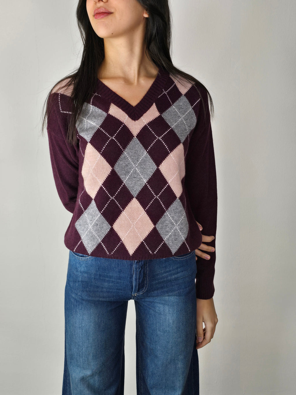 Maglione a rombi Bordeaux - Tensione In