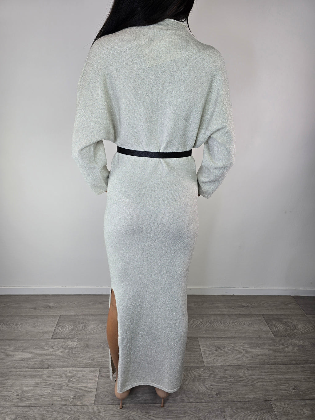 Abito in lurex con cintura Avorio - Kontatto