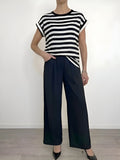 Vicolo - T-shirt a scatola righe - Nero