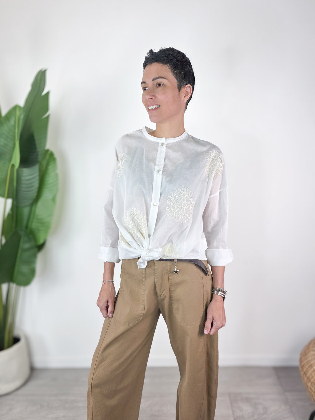 Susy Mix - Camicia Ricamata - Latte