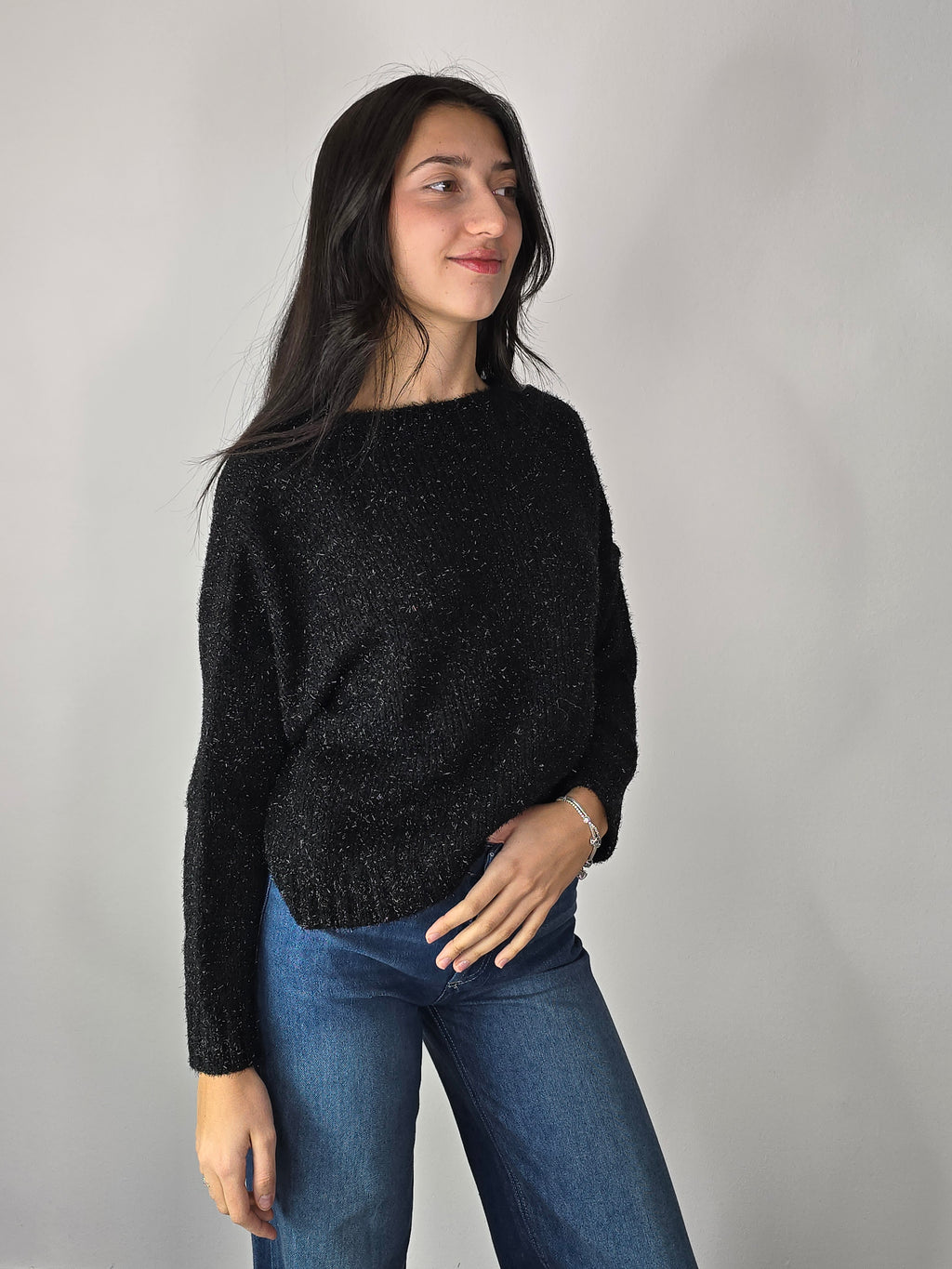 maglione lurex FW nero Kikisix