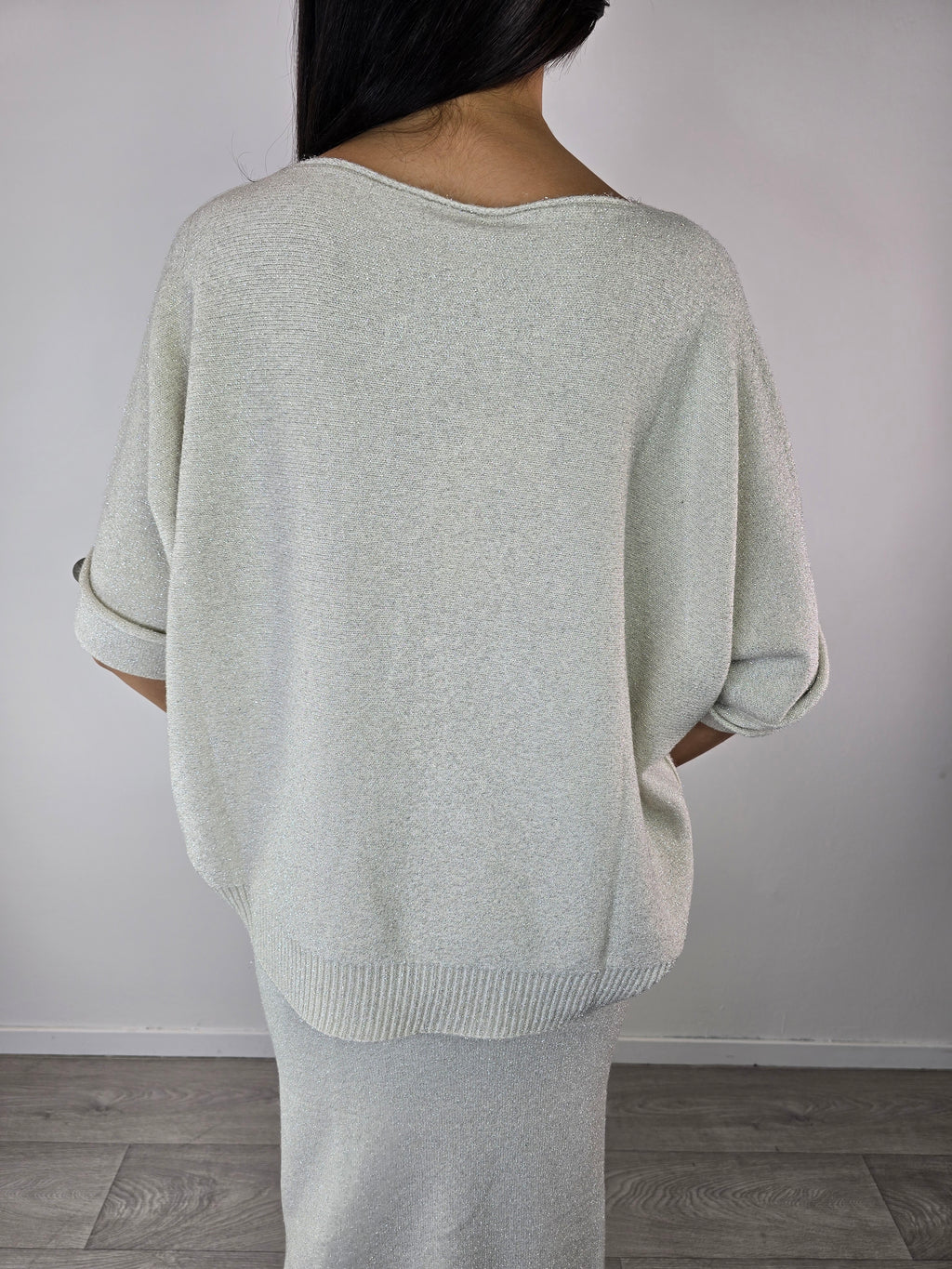 Blusa morbida in lurex Avorio - Kontatto