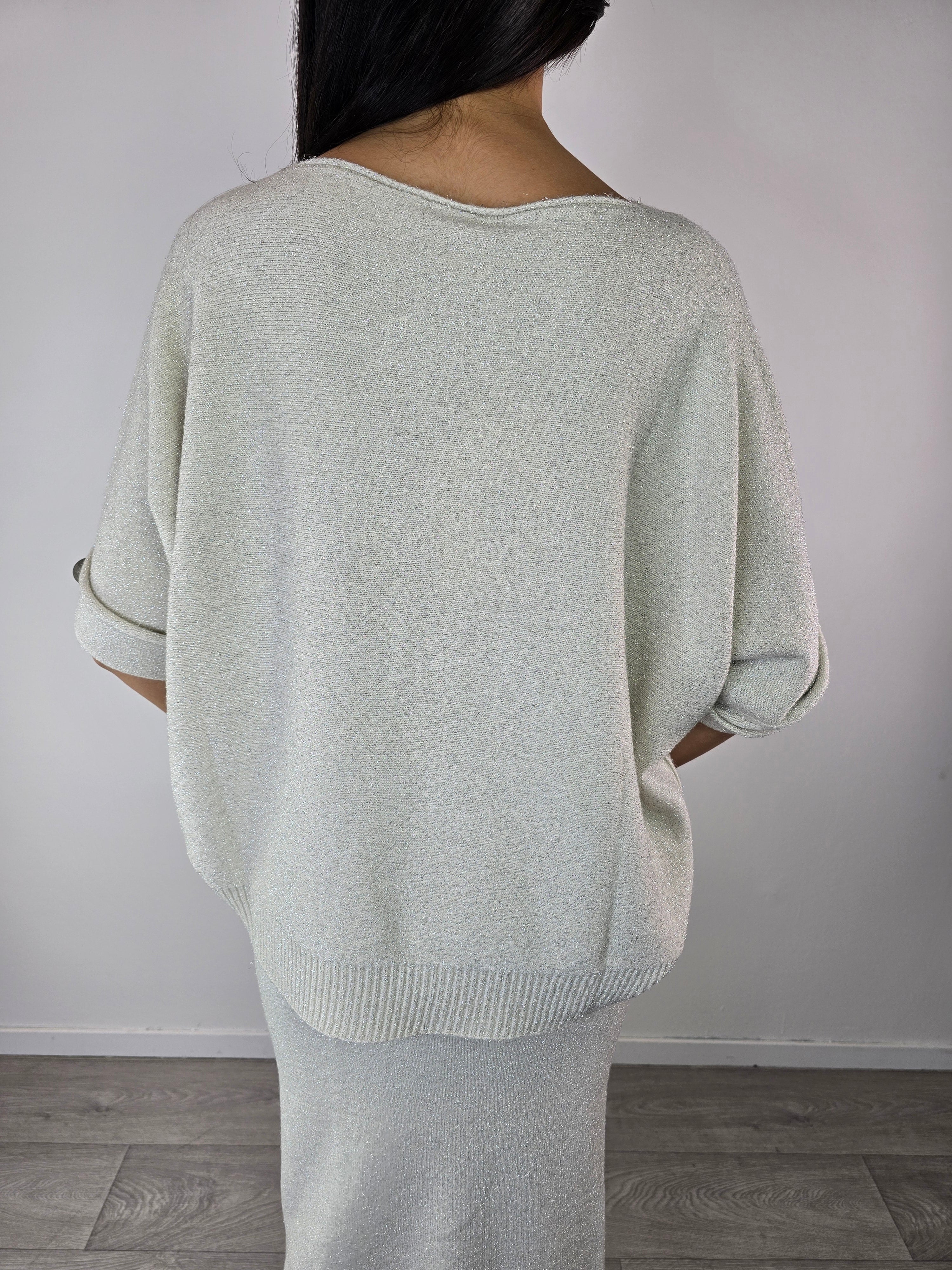 Blusa morbida in lurex Avorio - Kontatto