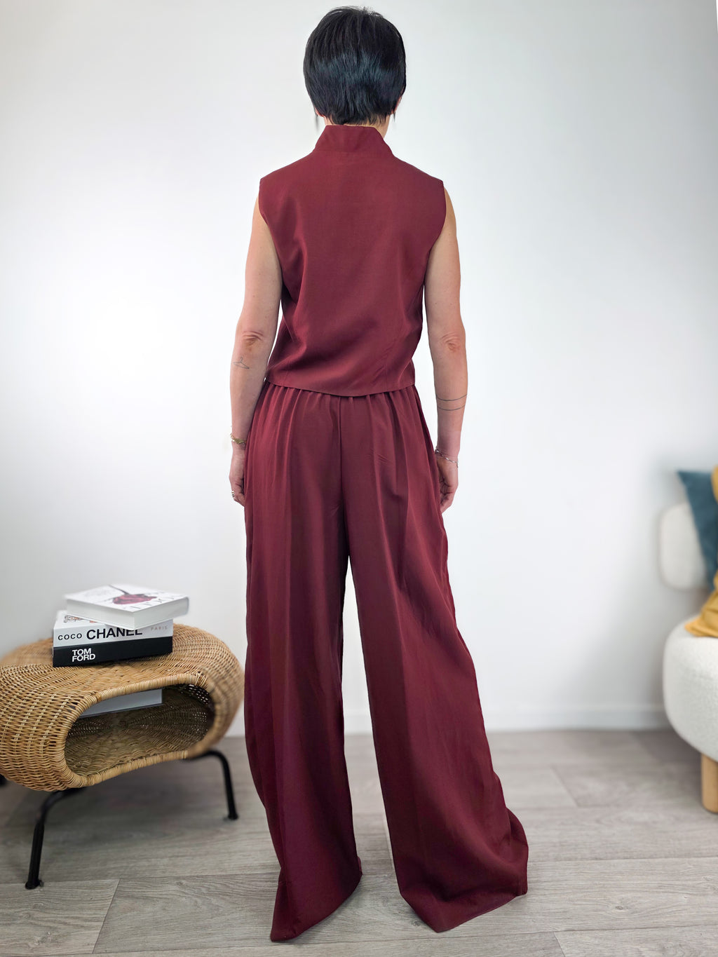 Susy Mix - Completo gilet e pantalone - Rosso India