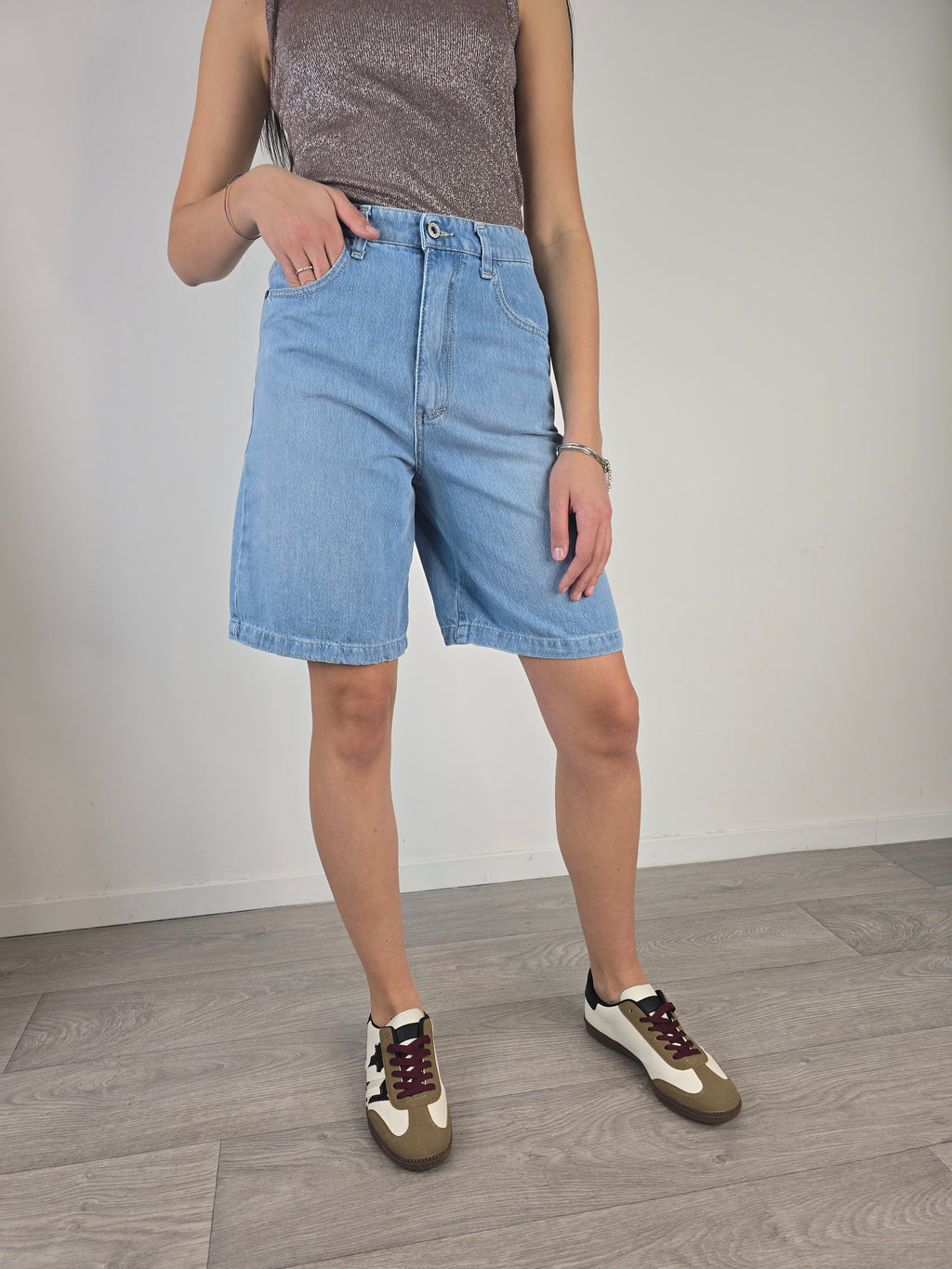 Please - Bermuda in denim - Azzurro