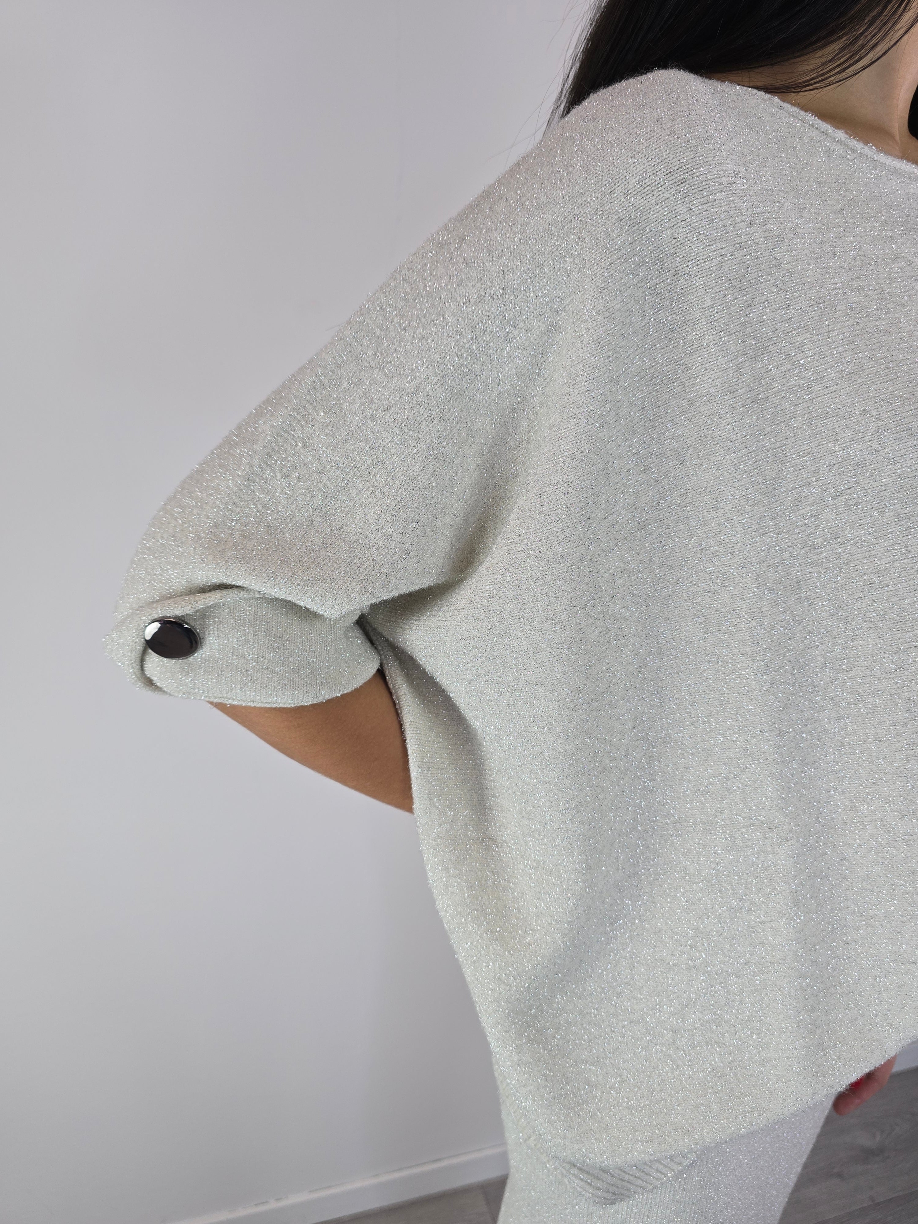 Blusa morbida in lurex Avorio - Kontatto