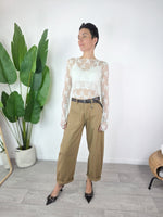 Susy Mix - T-shirt in pizzo maniche lunghe - Latte
