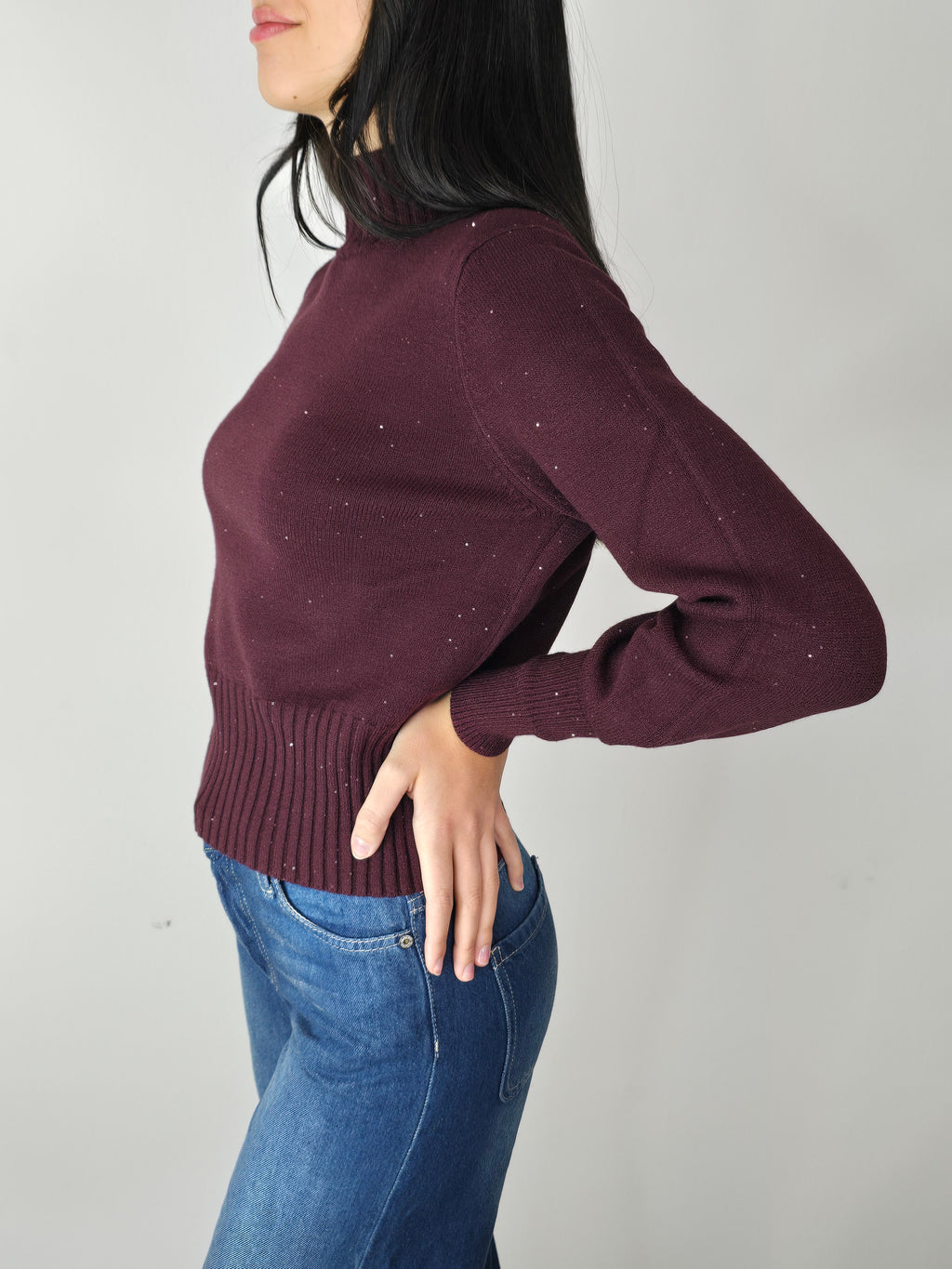 Maglione micro lurex Vino - Kikisix