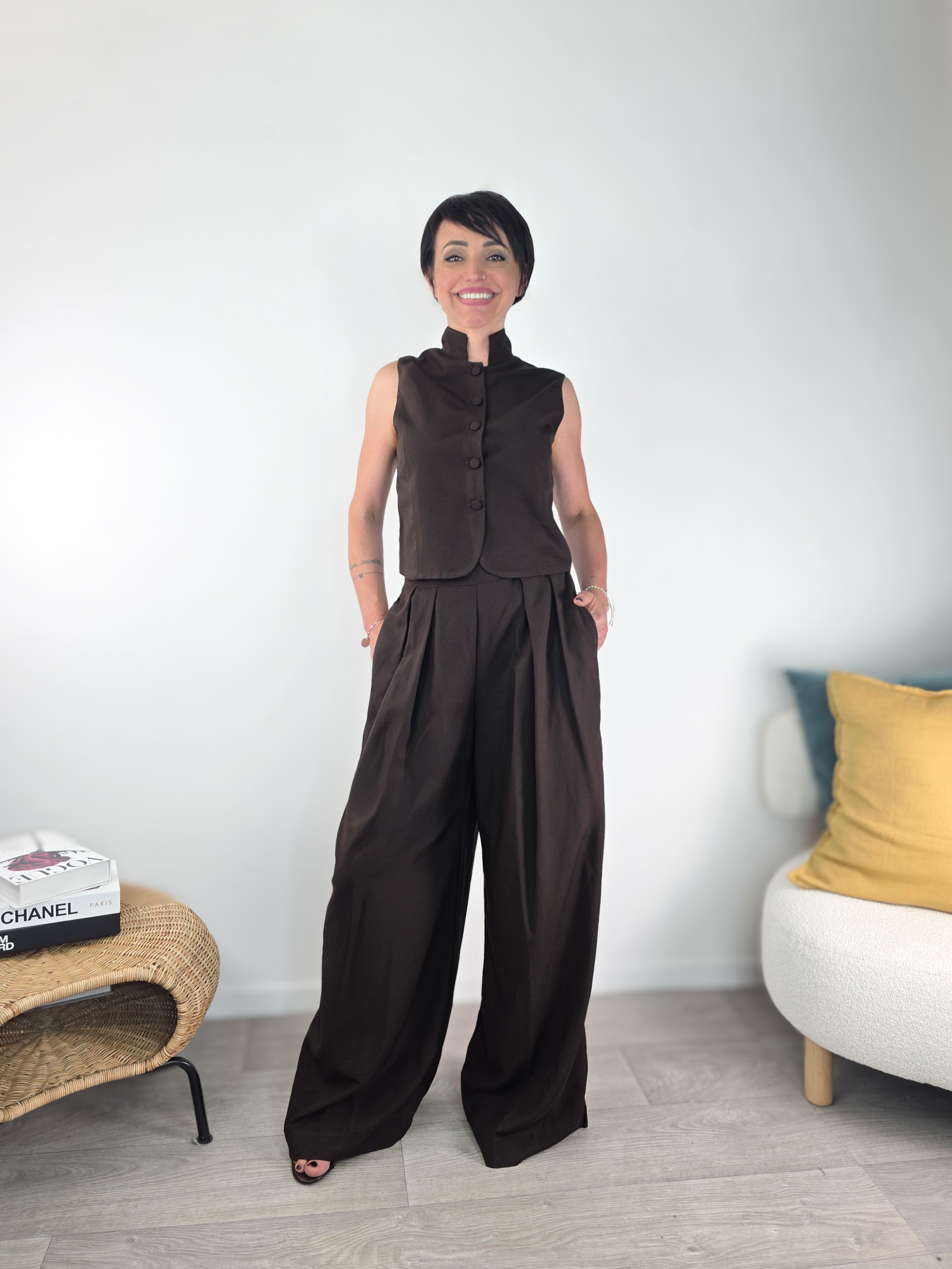 Susy Mix - Completo gilet e pantalone - Moka