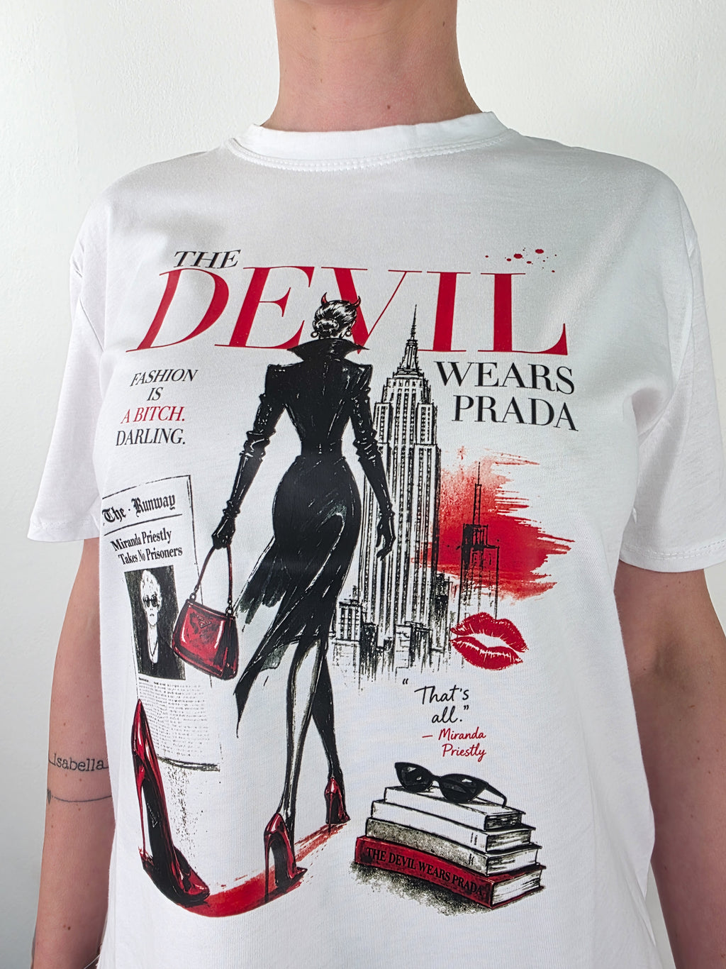 Kikisix - T-shirt "The Devil wears Prada" - Bianco