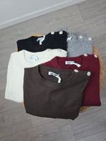 Maglioncino a tre quarti con bottoni gioiello Grigio - Kikisix