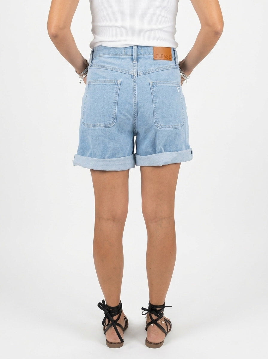 Please - Shorts Denim Lungo - Azzurro Chiaro