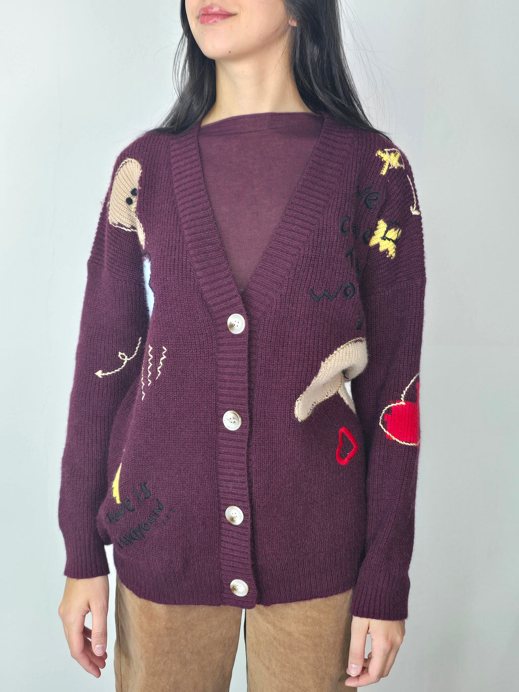 cardigan kontatto vino 2025