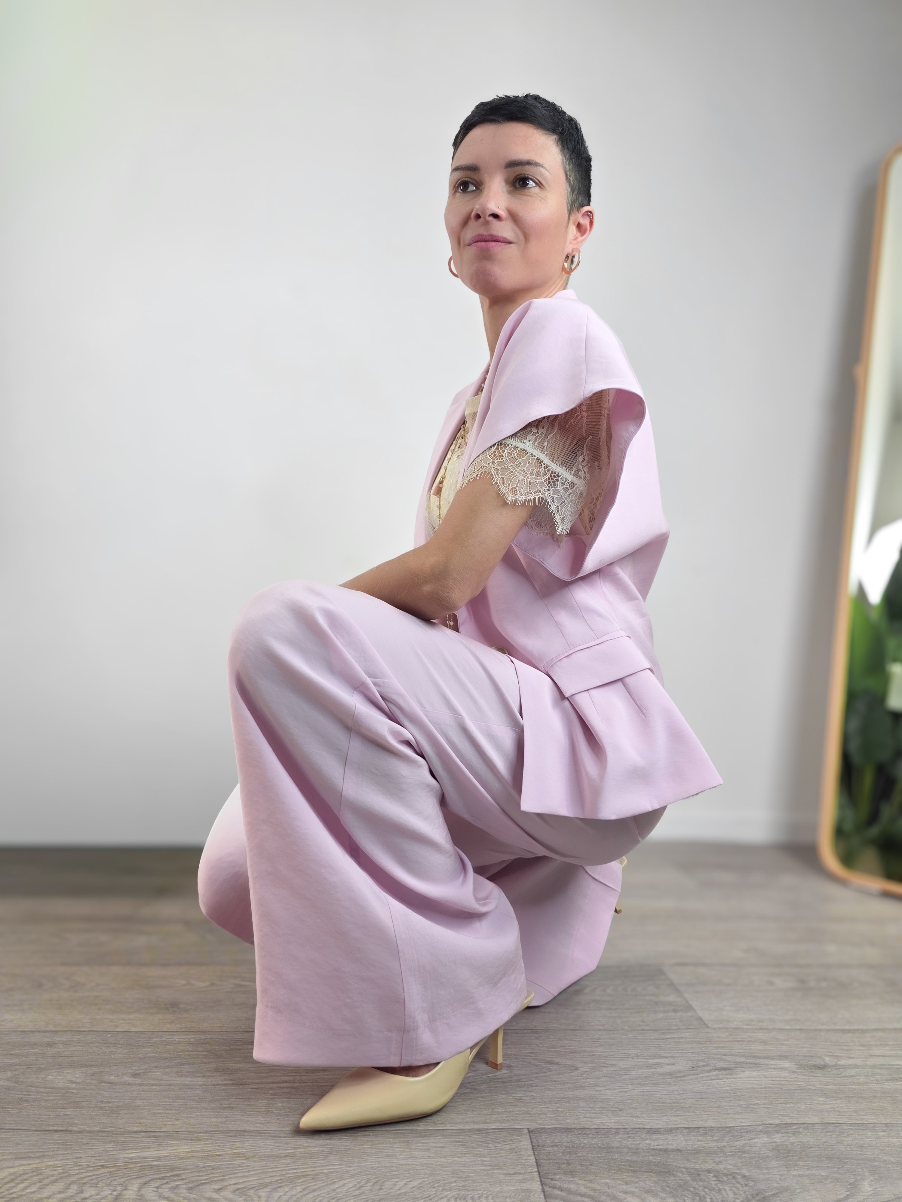 Kontatto - Pantalone a palazzo con cinturina - Rosa
