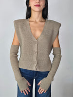Gilet con manicotti beige - Haveone