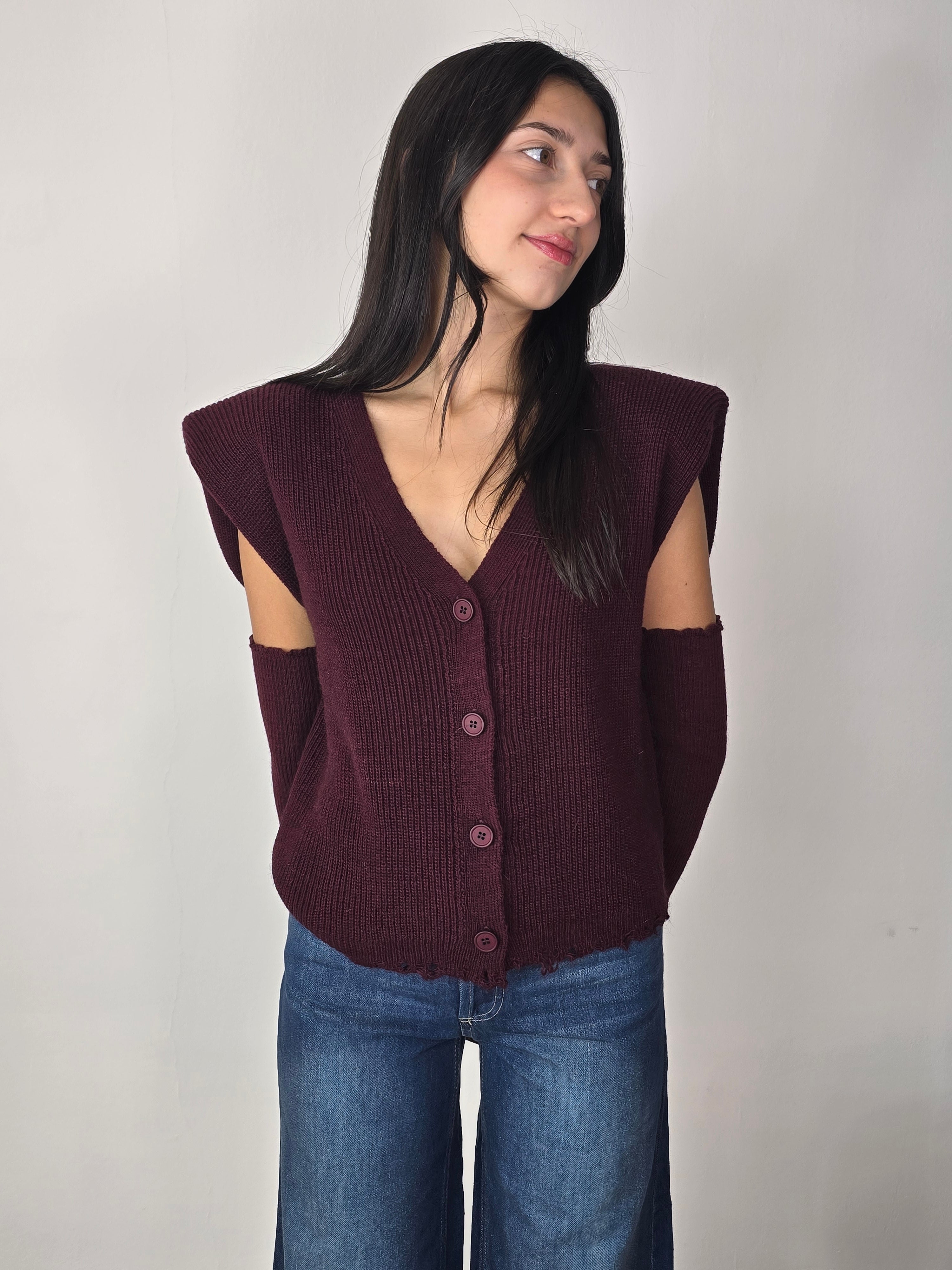 Gilet con manicotti haveone FW 25 vino