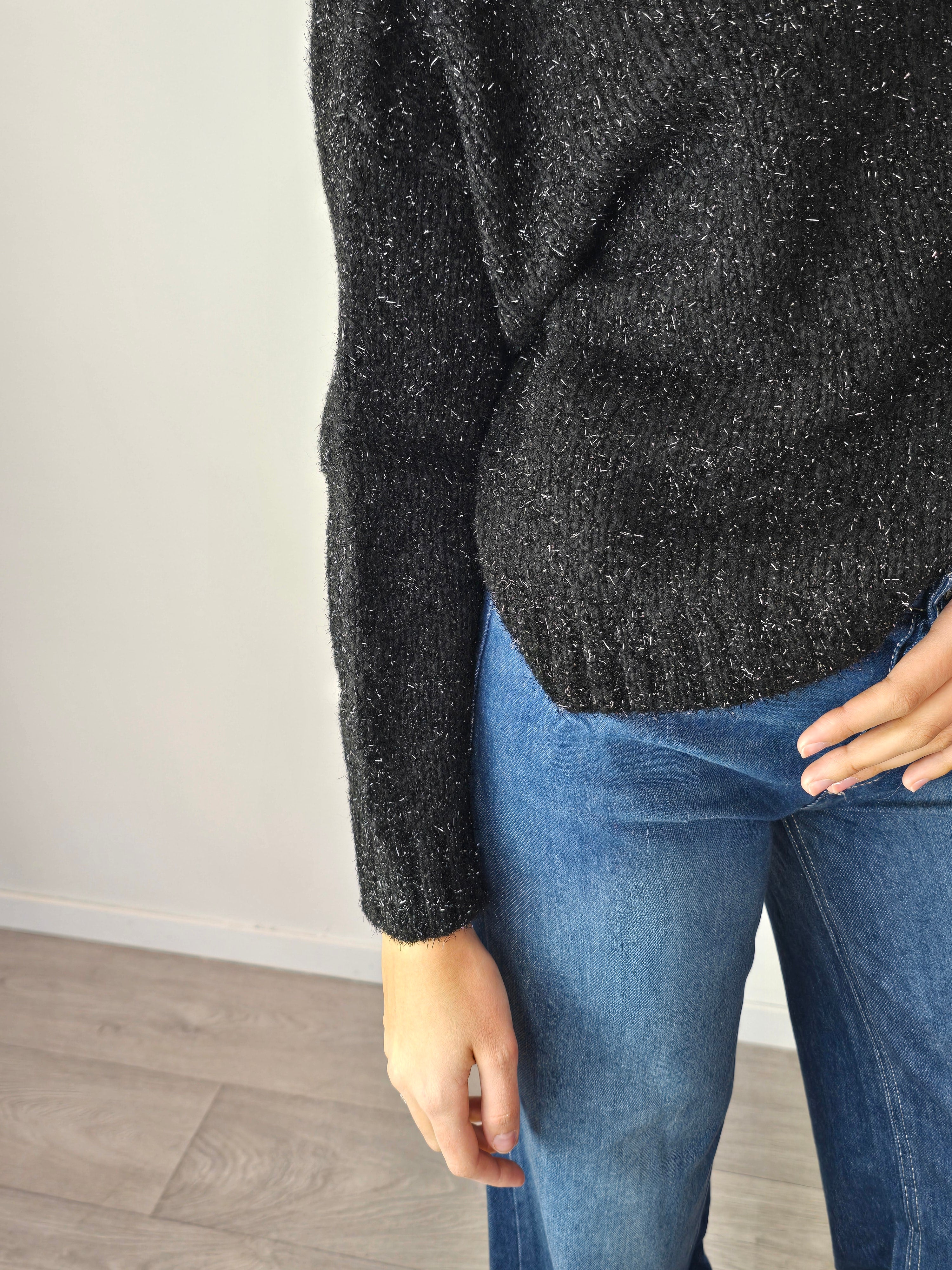 Maglione lurex Nero .- Kikisix