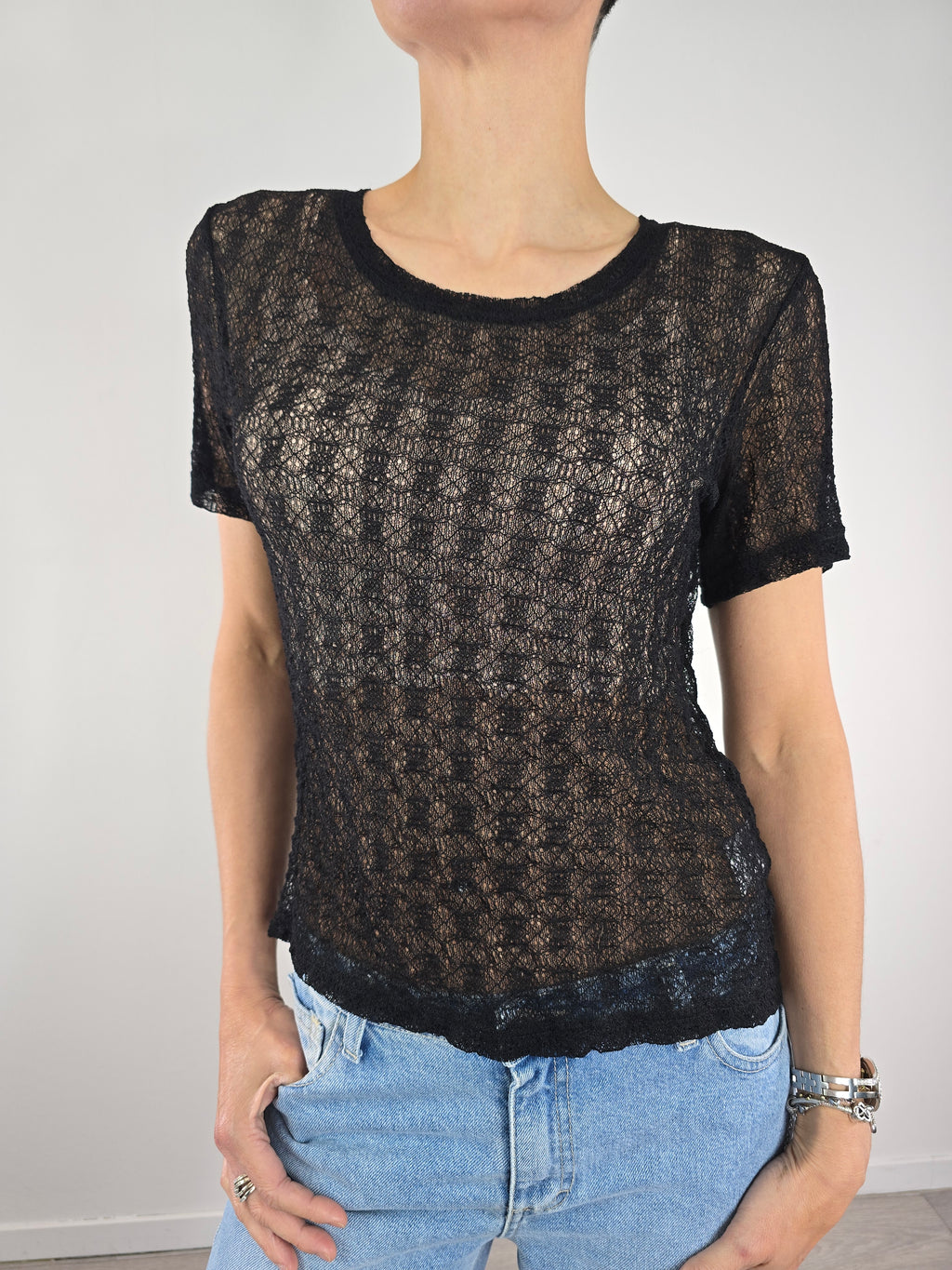 You Decide - T-shirt in pizzo - Nero