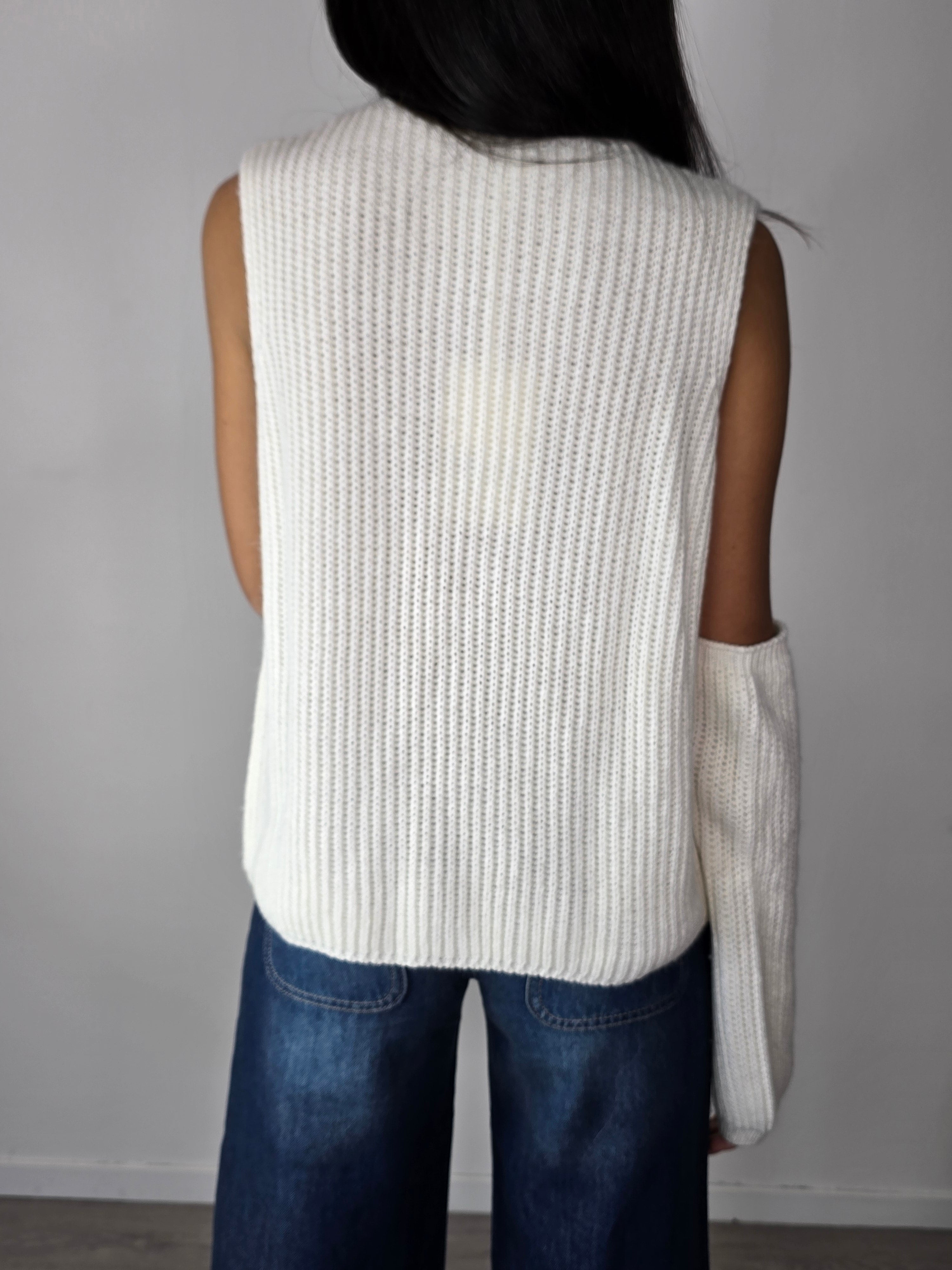 Gilet con manicotti Panna - Kikisix