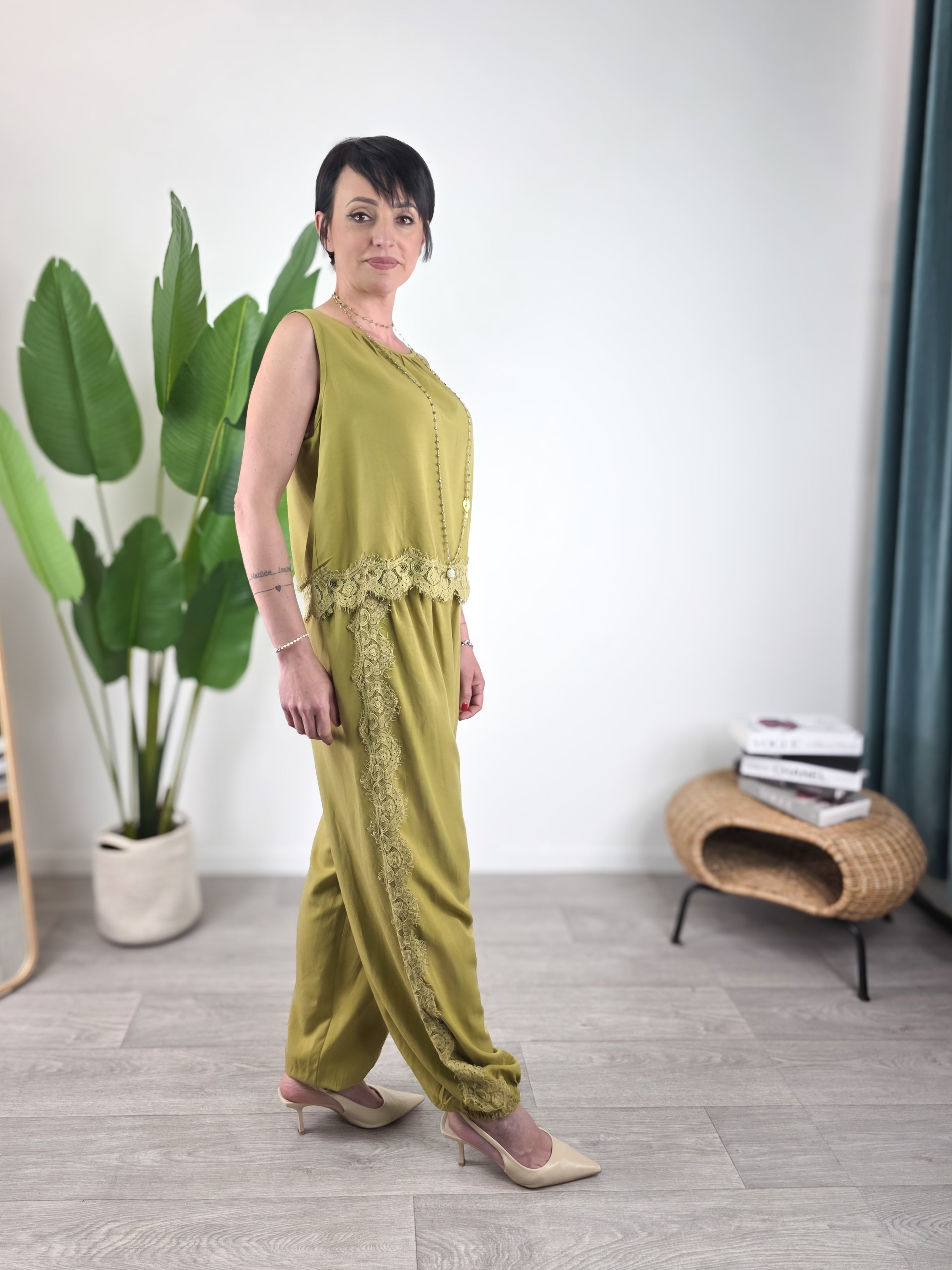 Saiph - Pantalone in misto lino - Olio