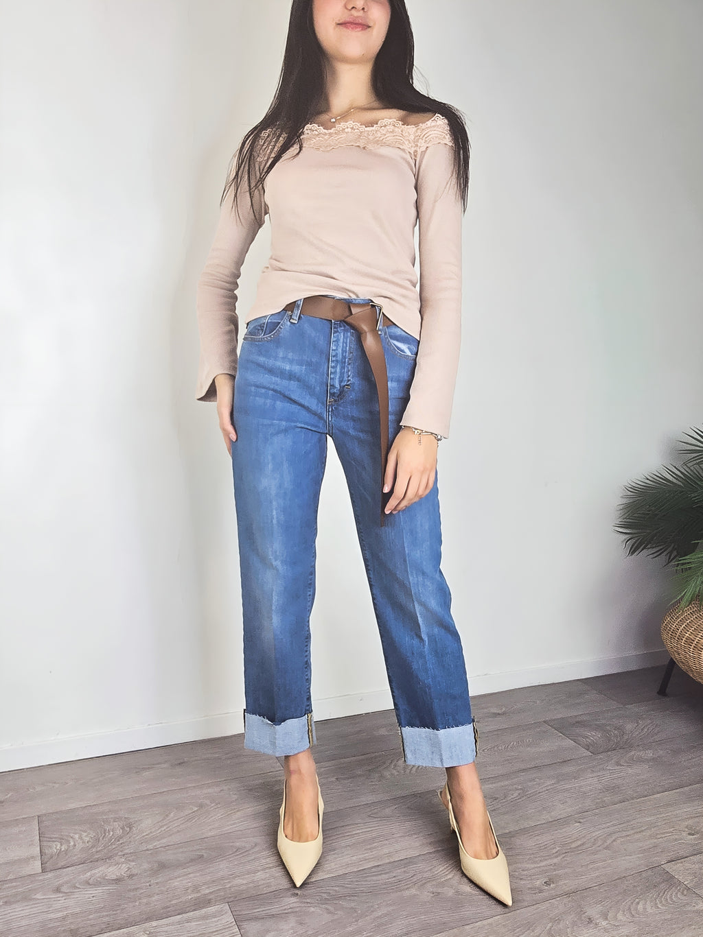 Haveone - Jeans Mandy con cintura - Blu