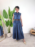 Susy Mix - Abito scamiciato con cintura in chambray - Blu