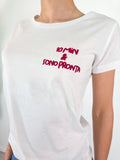 Kikisix - T-shirt "10 minuti e sono pronta" - Bianco e Bordeaux