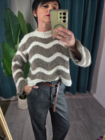 Maglione a righe Panna/Fango - Please
