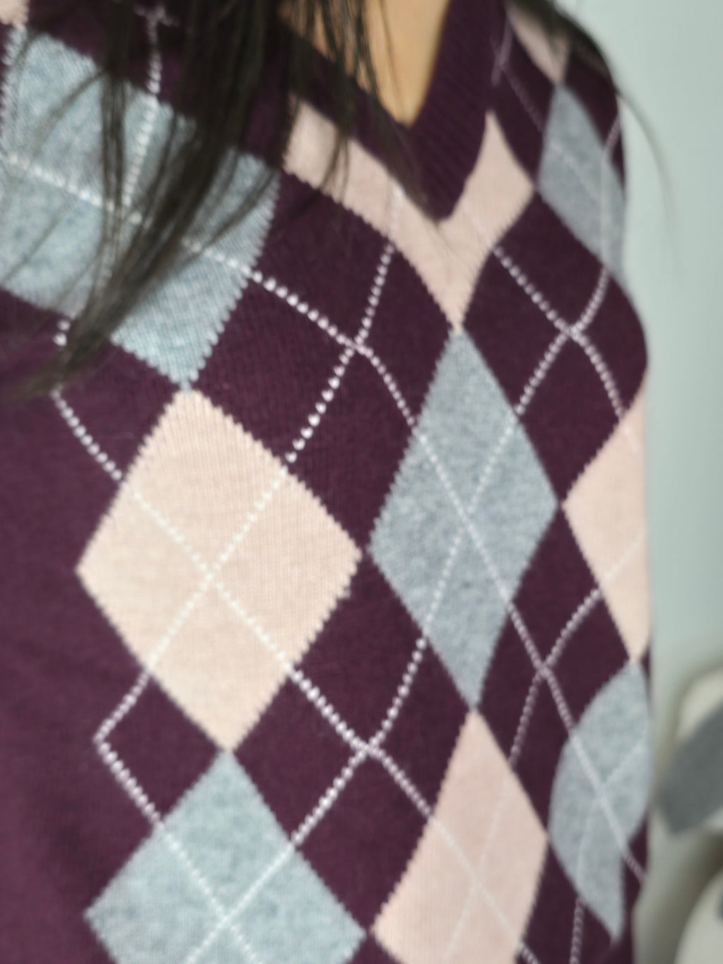 Maglione a rombi Bordeaux - Tensione In