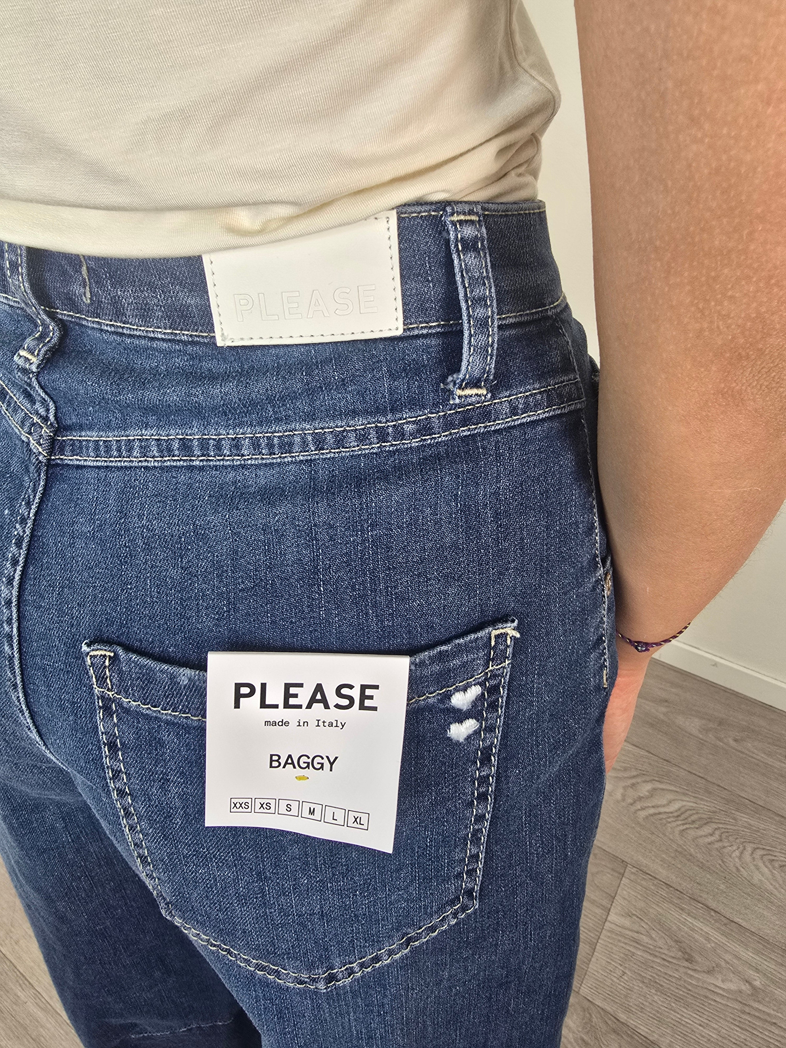 Please - Denim baggy - Blu