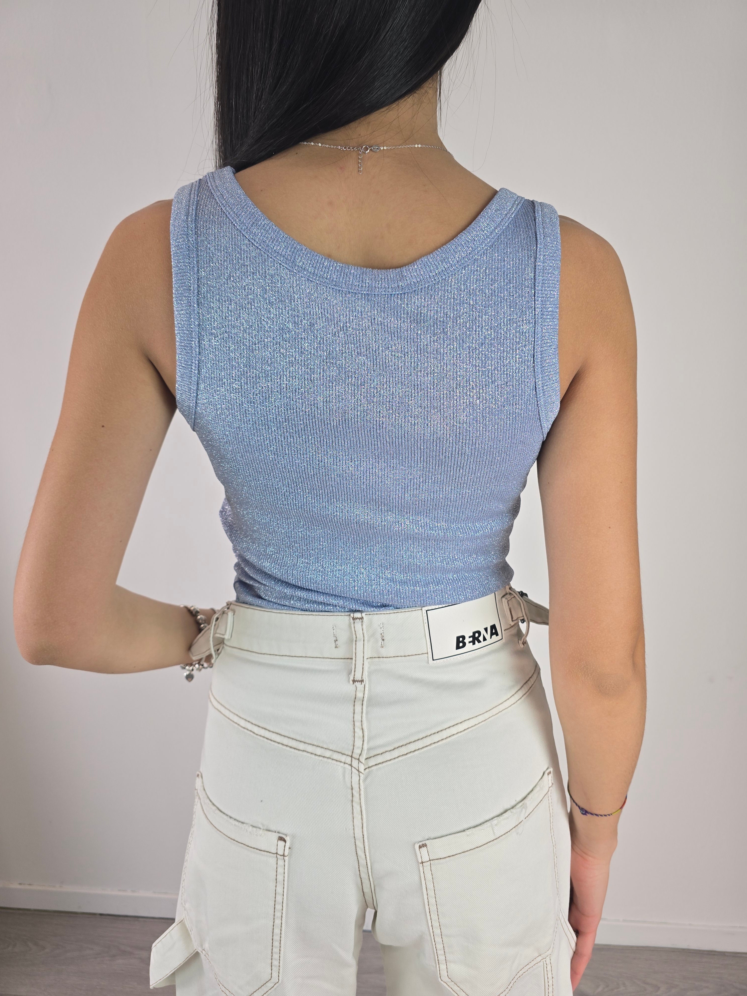 Vicolo - Top in lurex - Azzurro