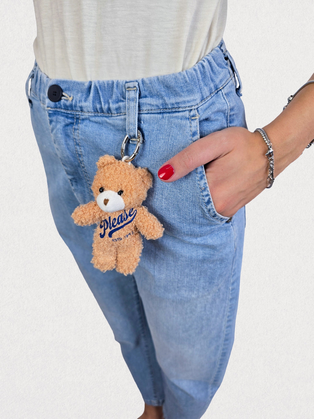 Please - Denim relaxed Teddy - Azzurro