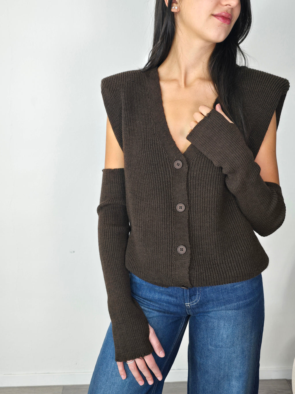 Gilet con manicotti Hevone Moro