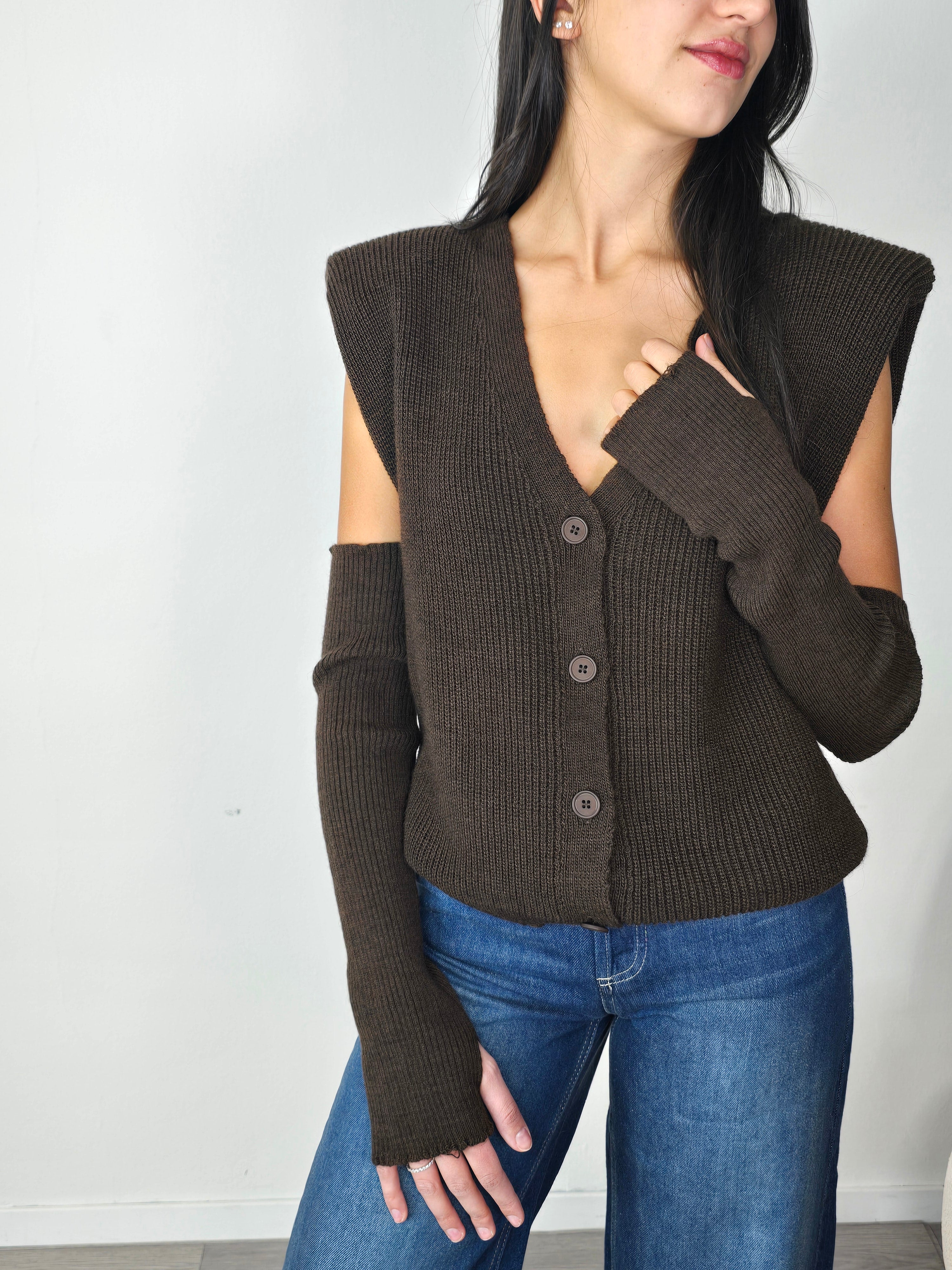 Gilet con manicotti Hevone Moro