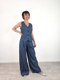 Kikisix - Gilet gessato in chambray - Blu