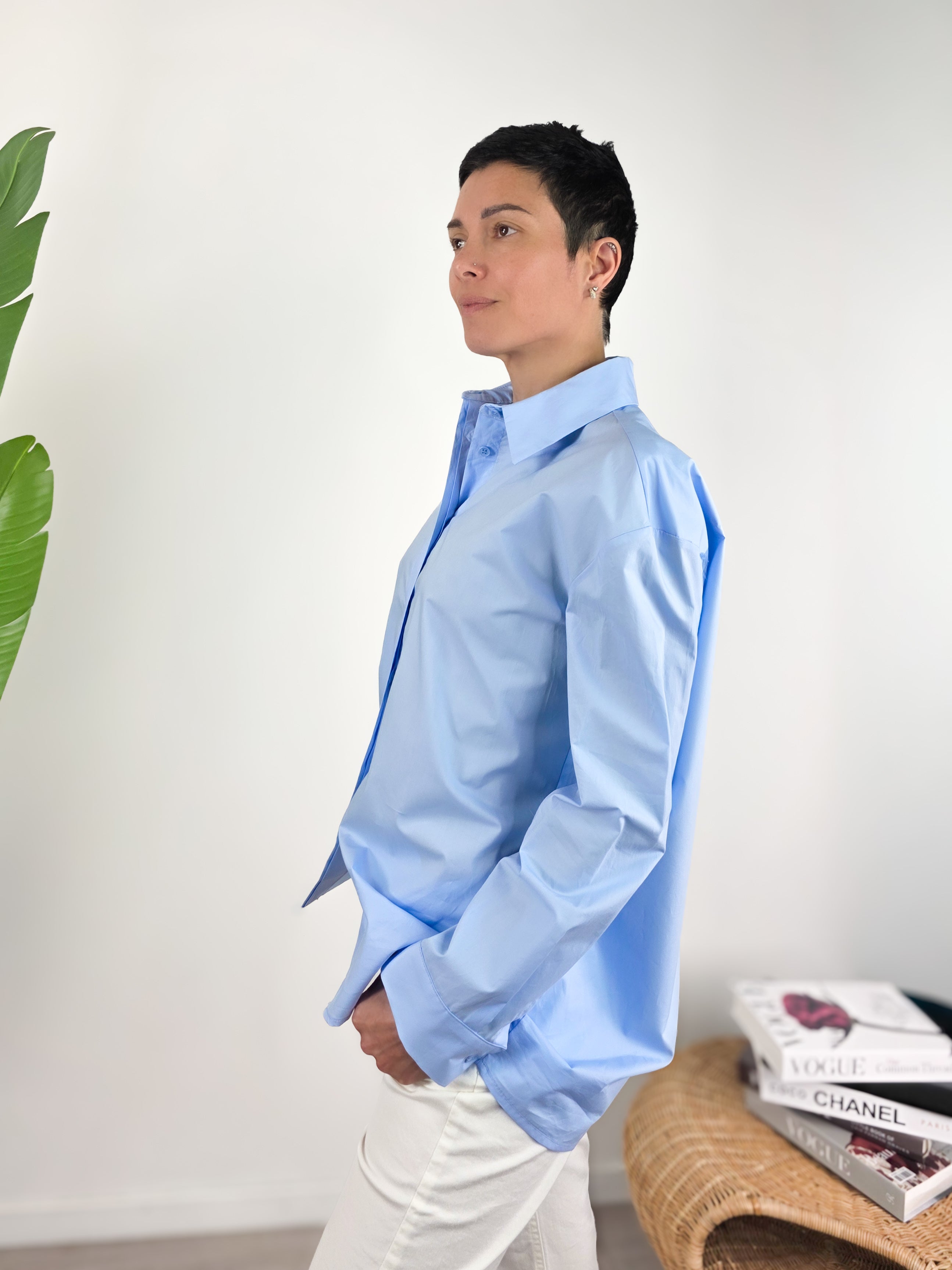 Please - Camicia over in cotone - Azzurro