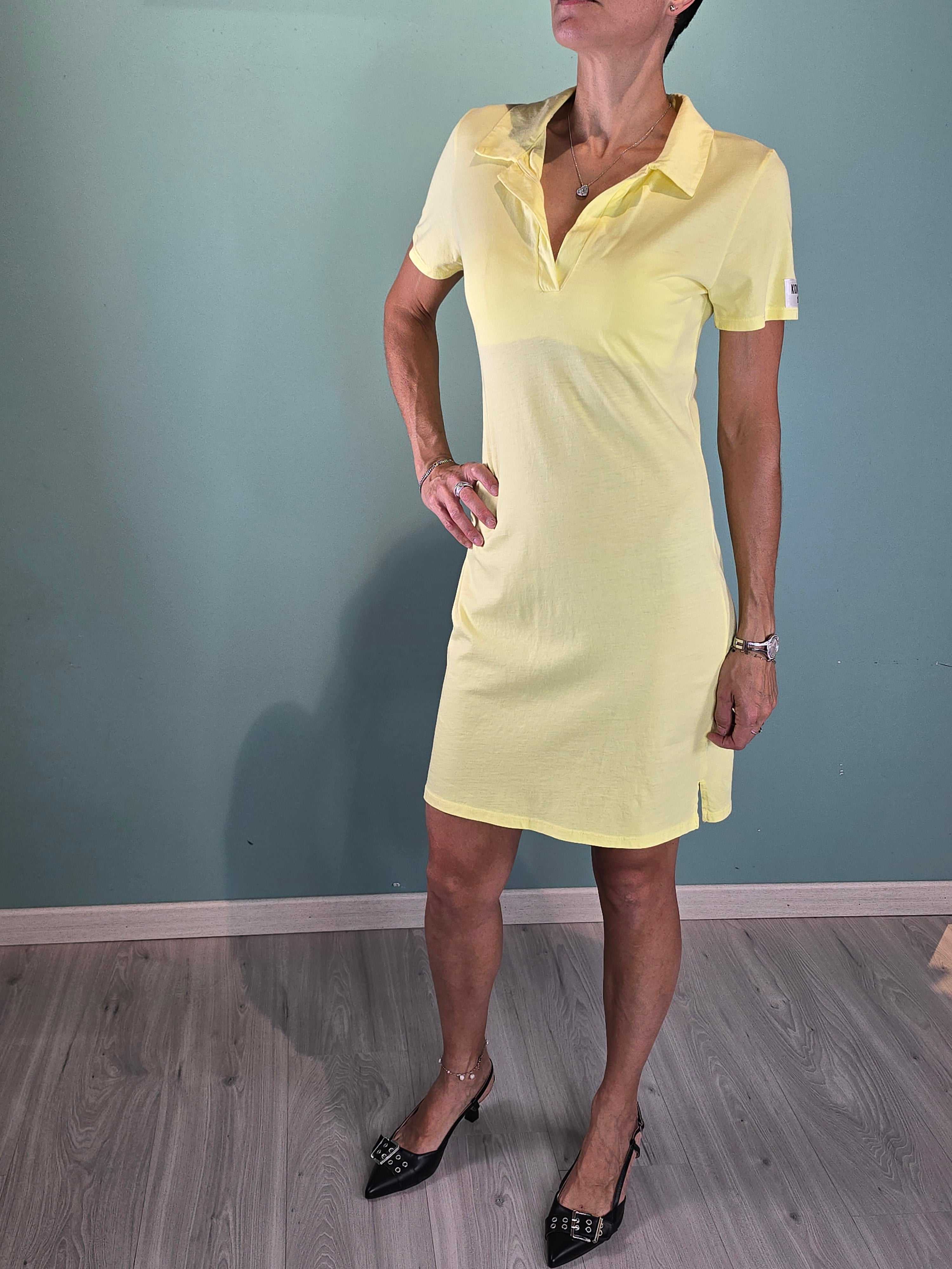 Yellow short Abito Polo dress with collar and regular fit made of 100% cotton